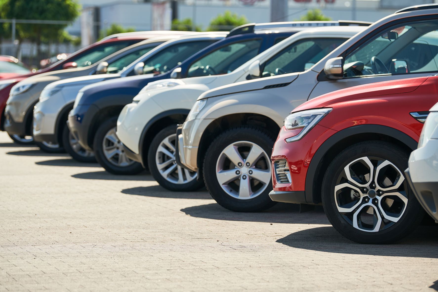 Cars Lined Up in a Dealership Shop